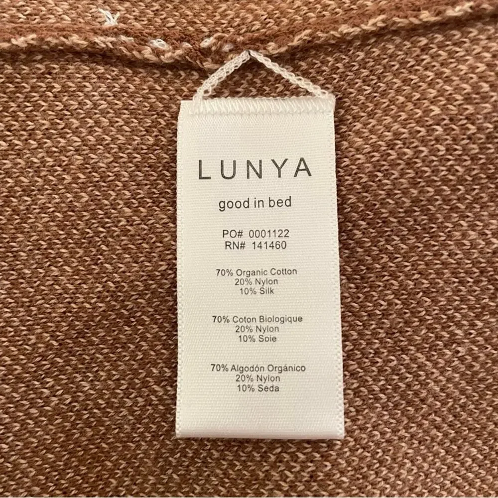 Lunya Cozy Cotton Silk Pullover Sweater Walnut Windowpane Brown NWT Medium NEW - Picture 7 of 11